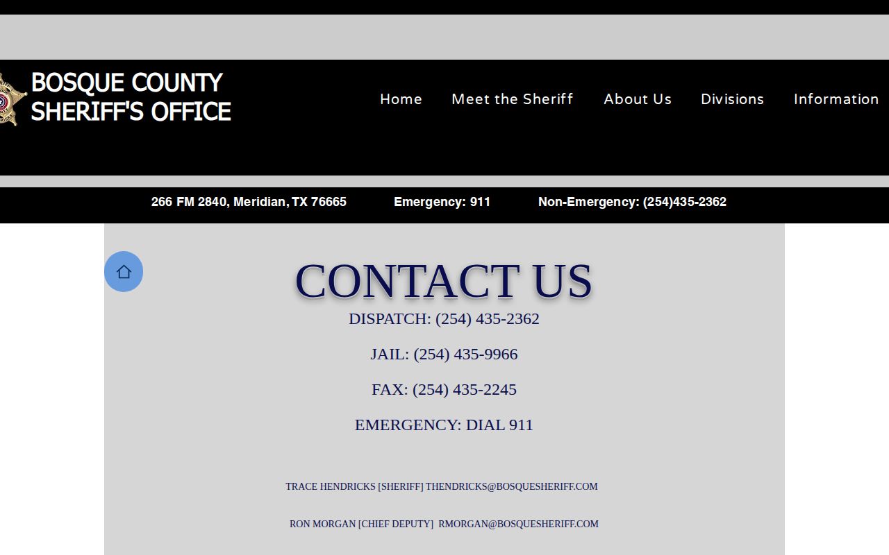 Bosque County 72-hour jail release and records contacts
